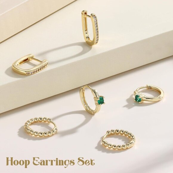 🆕 Women Green Trendy Small Hoop Earrings Twisted Huggie Thick Open Chunky Stack - Picture 5 of 7